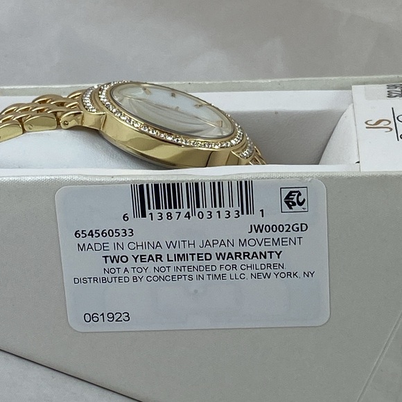 Jessica Simpson Crystal Accented Woman's Watch JW0002GD Gold Pearl 35mm NEW READ - Picture 3 of 9